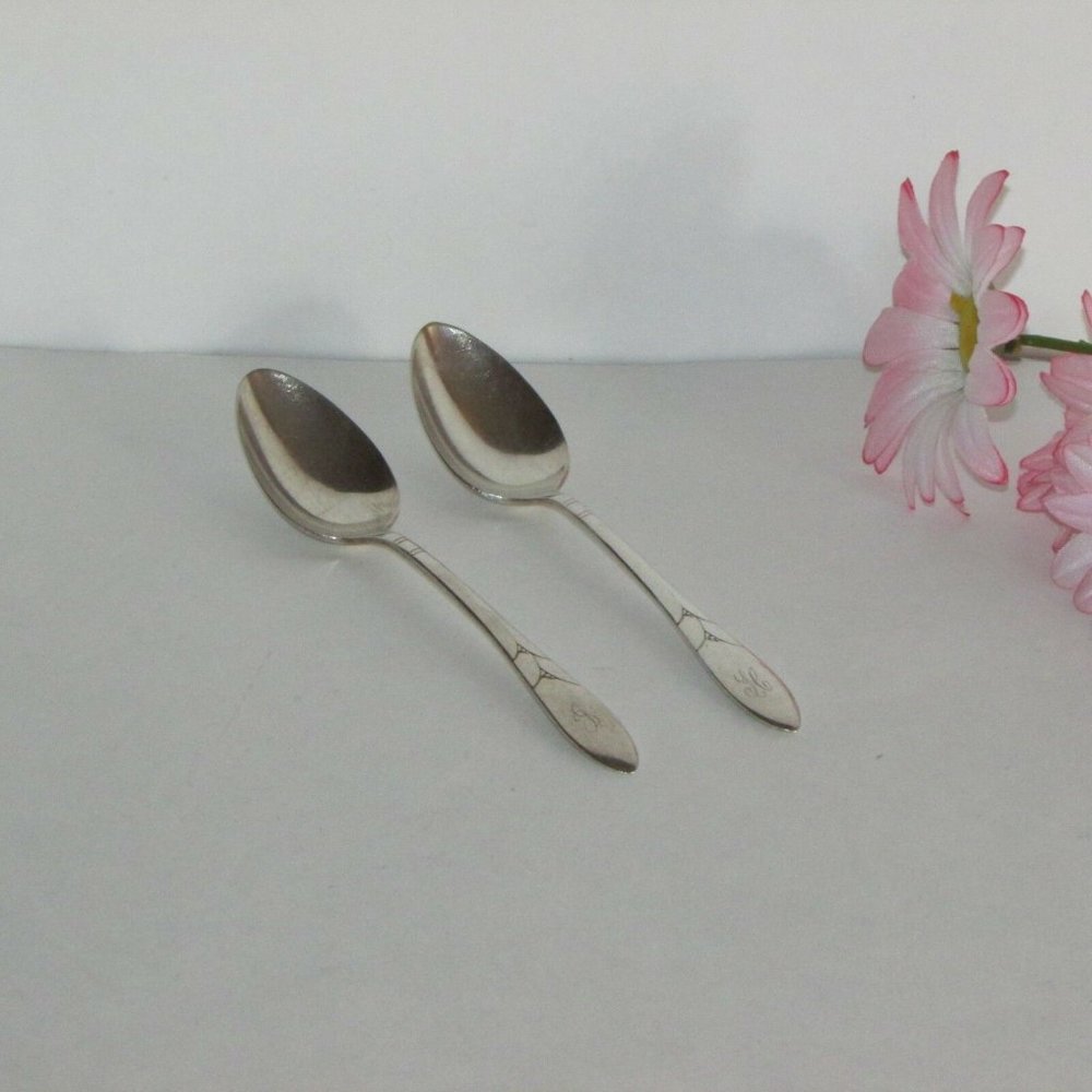 Vintage Silverplate Teaspoons Lady Hamilton Youth 5 o'clock Spoons Monograms